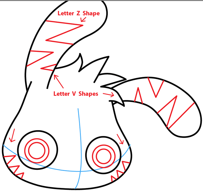 Step 4 : Drawing Katsuma from Moshi Monsters in Easy Steps Lesson