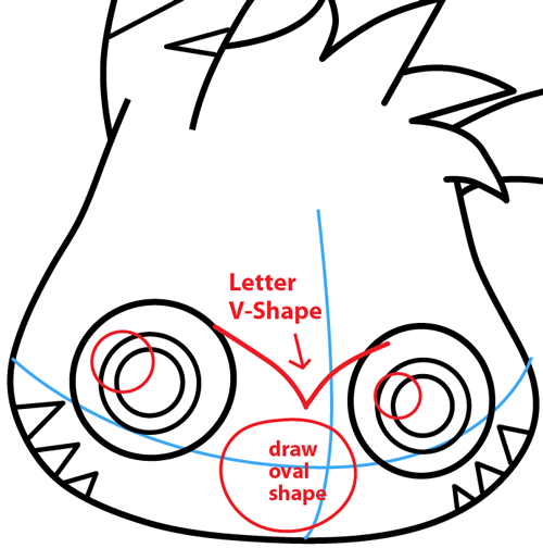 Step 5 : Drawing Katsuma from Moshi Monsters in Easy Steps Lesson