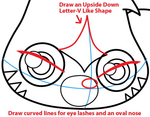 Step 6 : Drawing Katsuma from Moshi Monsters in Easy Steps Lesson