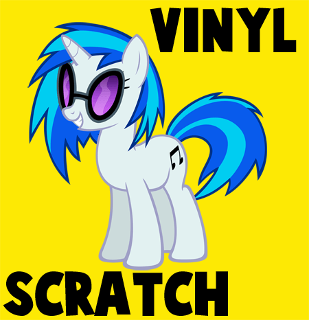 How to draw Vinyl Scratch from My Little Pony with easy step by step drawing tutorial