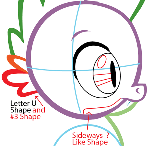 Step 5 : Drawing Spike from My Little Pony in Easy Steps Lesson