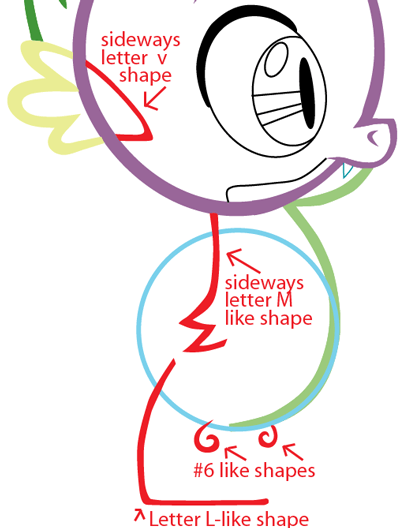 Step 6 : Drawing Spike from My Little Pony in Easy Steps Lesson