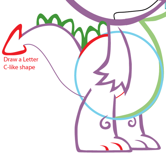 Step 9 : Drawing Spike from My Little Pony in Easy Steps Lesson