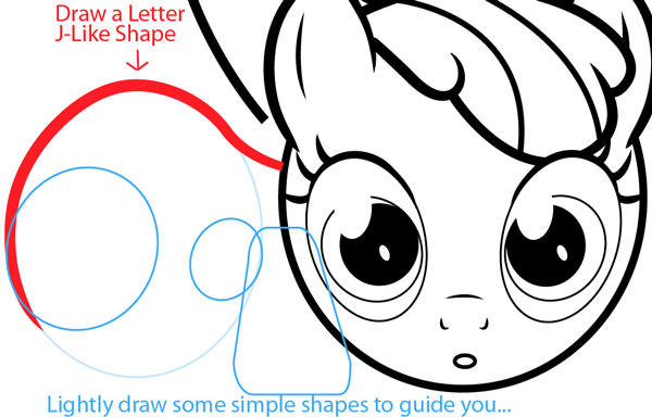 Step 9 : Drawing Apple Bloom from My Little Pony in Easy Steps Lesson