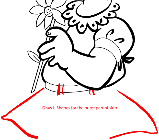 Step 11 : Drawing a Girl with a Flower for Mother's Day or Valentine's Day in Easy Steps Lesson Step 11 : Drawing a Girl with a Flower for Mother's Day or Valentine's Day in Easy Steps Lesson