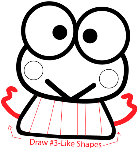 Step 6 : Drawing Keroppi from Hello Kitty in Easy Steps Lesson Step 6 : Drawing Keroppi from Hello Kitty in Easy Steps Lesson