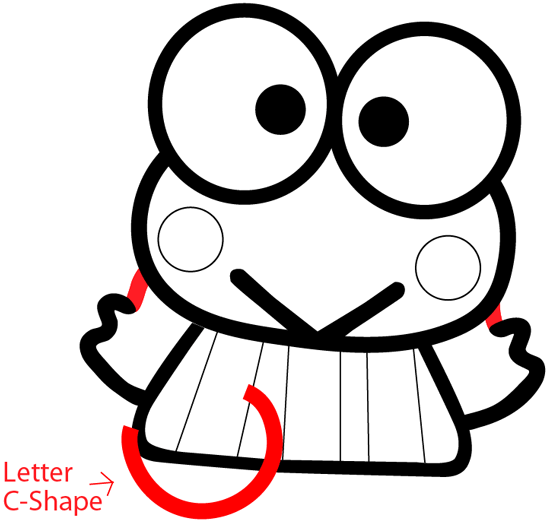 Step 7 : Drawing Keroppi from Hello Kitty in Easy Steps Lesson Step 7 : Drawing Keroppi from Hello Kitty in Easy Steps Lesson
