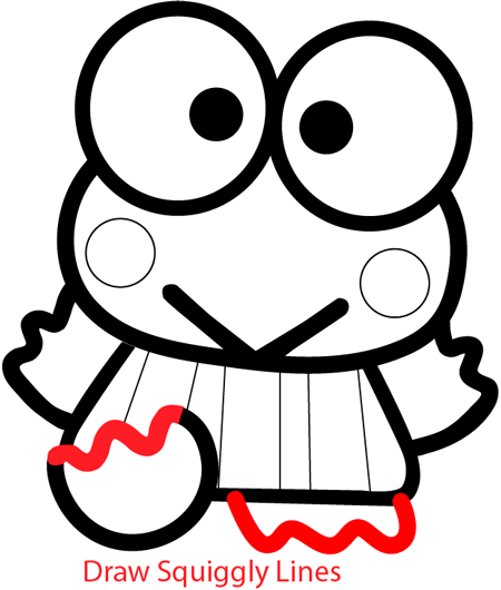 Step 8 : Drawing Keroppi from Hello Kitty in Easy Steps Lesson Step 8 : Drawing Keroppi from Hello Kitty in Easy Steps Lesson