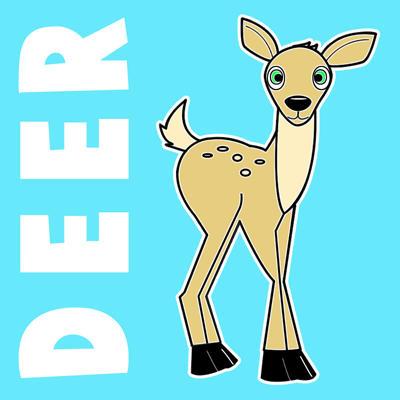 How to Draw Cartoon Baby Deer with Step by Step Drawing Lesson