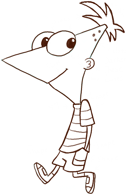 How to Draw Phineas Walking with Easy Step by Step Drawing Tutorial