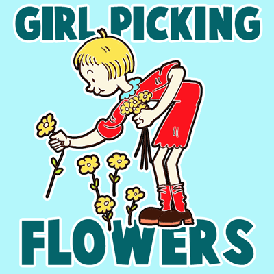 How to Draw a Girl Picking Flowers for Valentines Day or Mothers Day