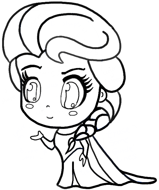 Finished chibi elsa black and white