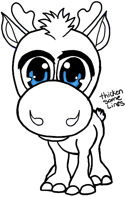 Finished Drawing of Baby Chibi Sven from Disnyes Frozen