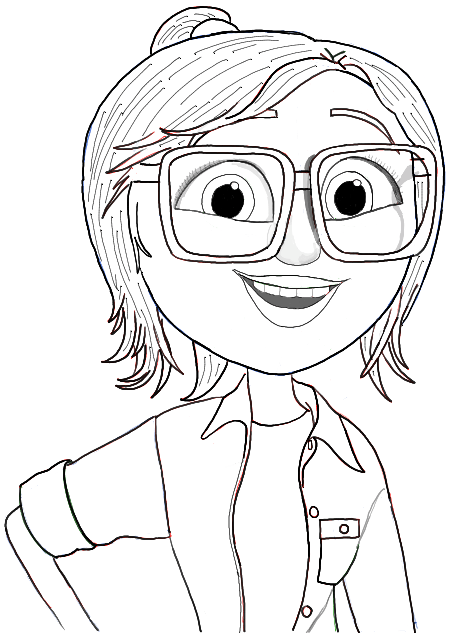Black and White Drawing of Sam Sparks from Cloudy with a Chance of Meatballs 2