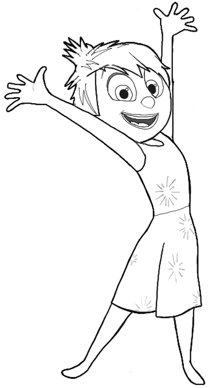 Finished Black and White Drawing of Joy from Inside Out