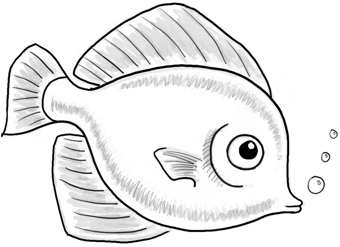 finished drawing of a cute fish cartoon