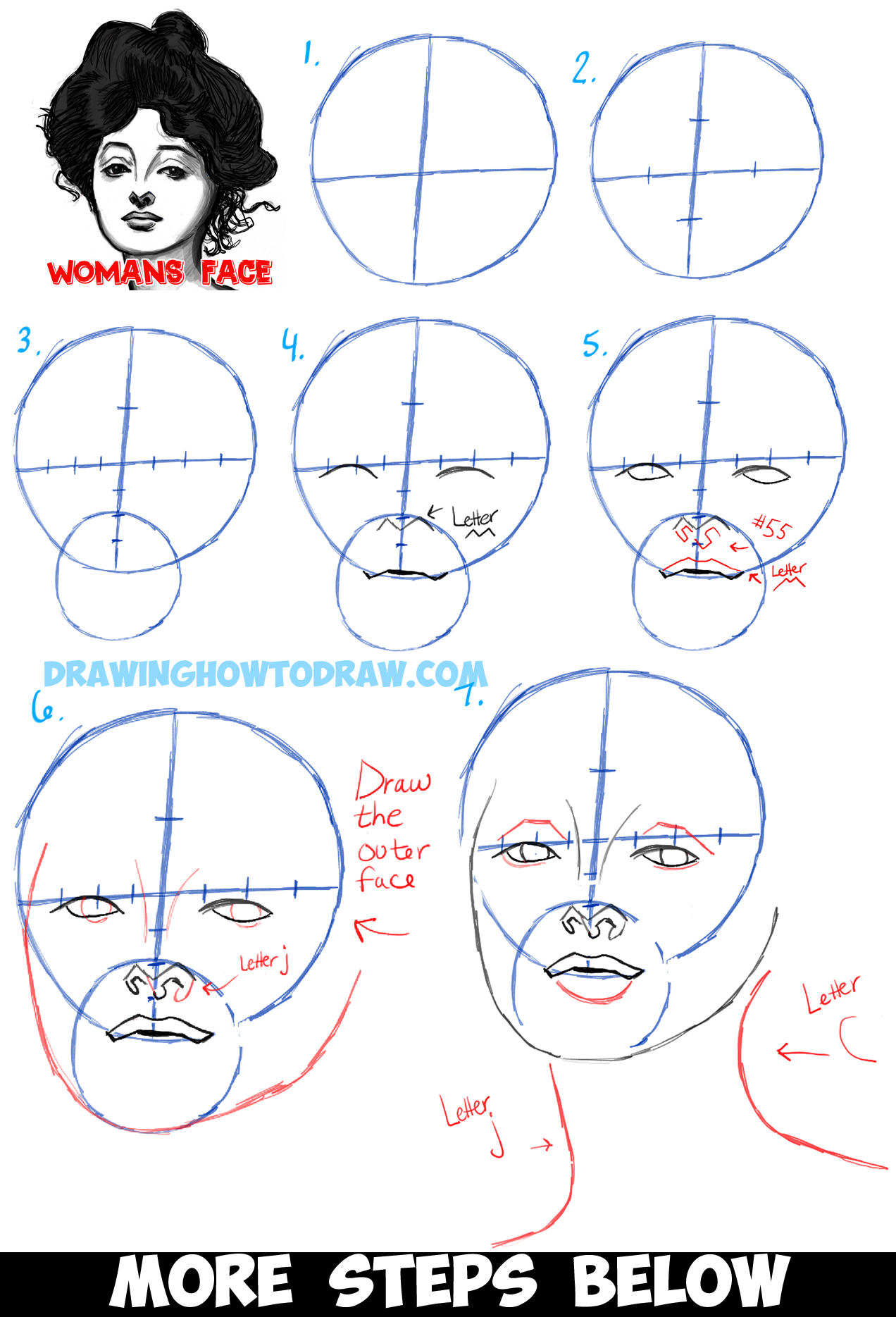 How to Draw Female Faces with a Beautiful Woman's Portrait Tutorial