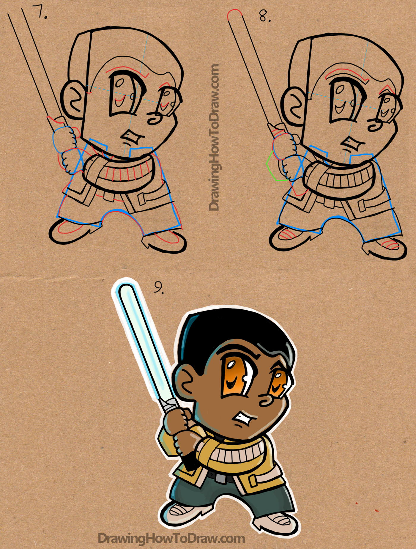 How to Draw Chibi Cartoon Finn from Star Wars The Force Awakens
