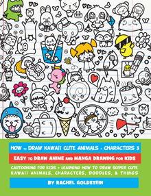 How to draw cute animals, food, things, characters kawaii chibi book drawing for kids