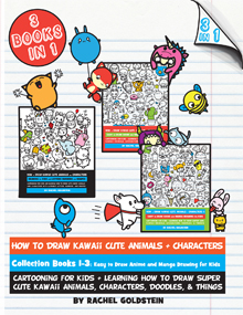 drawing kawaii style tutorials books 1-3 for kids