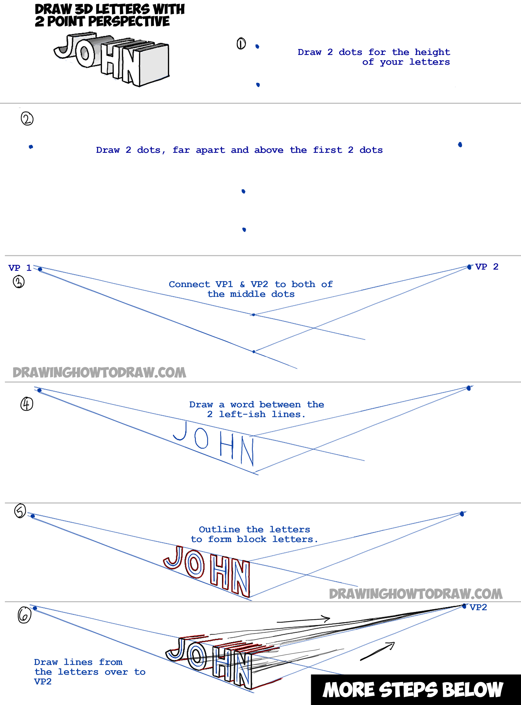 How to Draw 3-Dimensional Letters with 2 Point Perspective – Simple ...