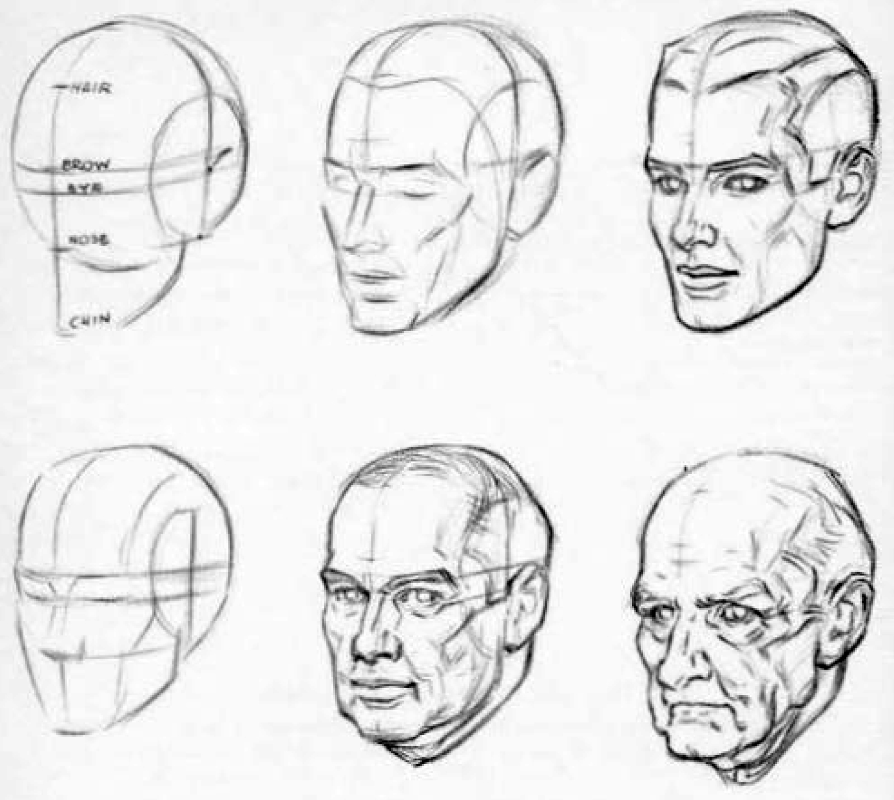 How to draw an aging, elderly, or old man