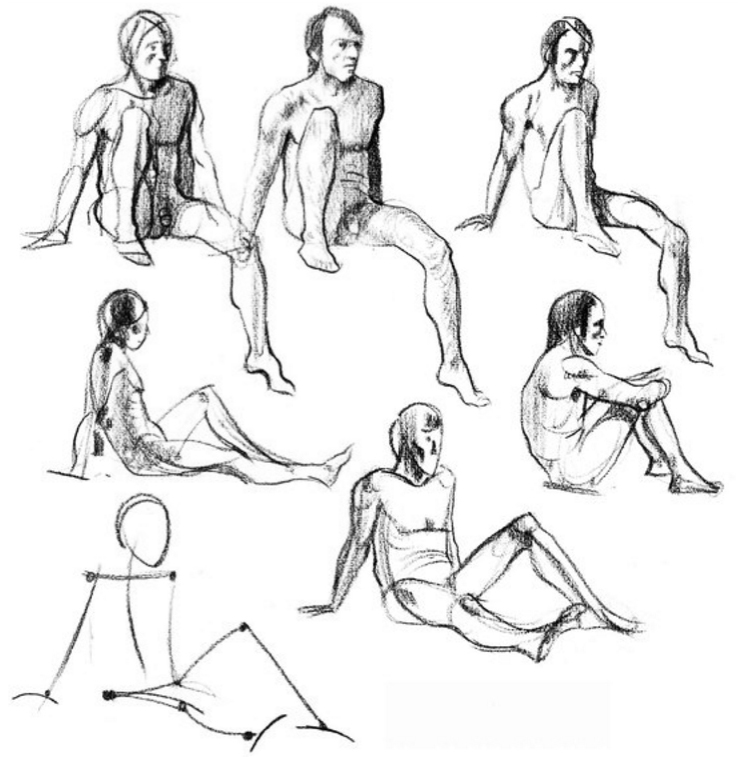 Here I draw a few sketches of the very active male model.