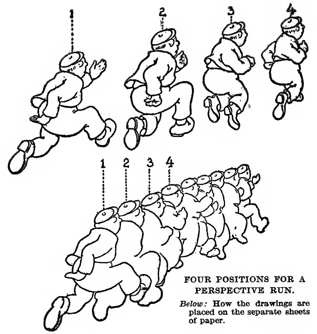 drawing four phases of people walking in correct perspective