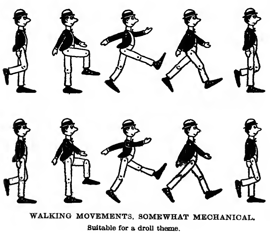 how to draw a robot walking or a mechanical figure walking