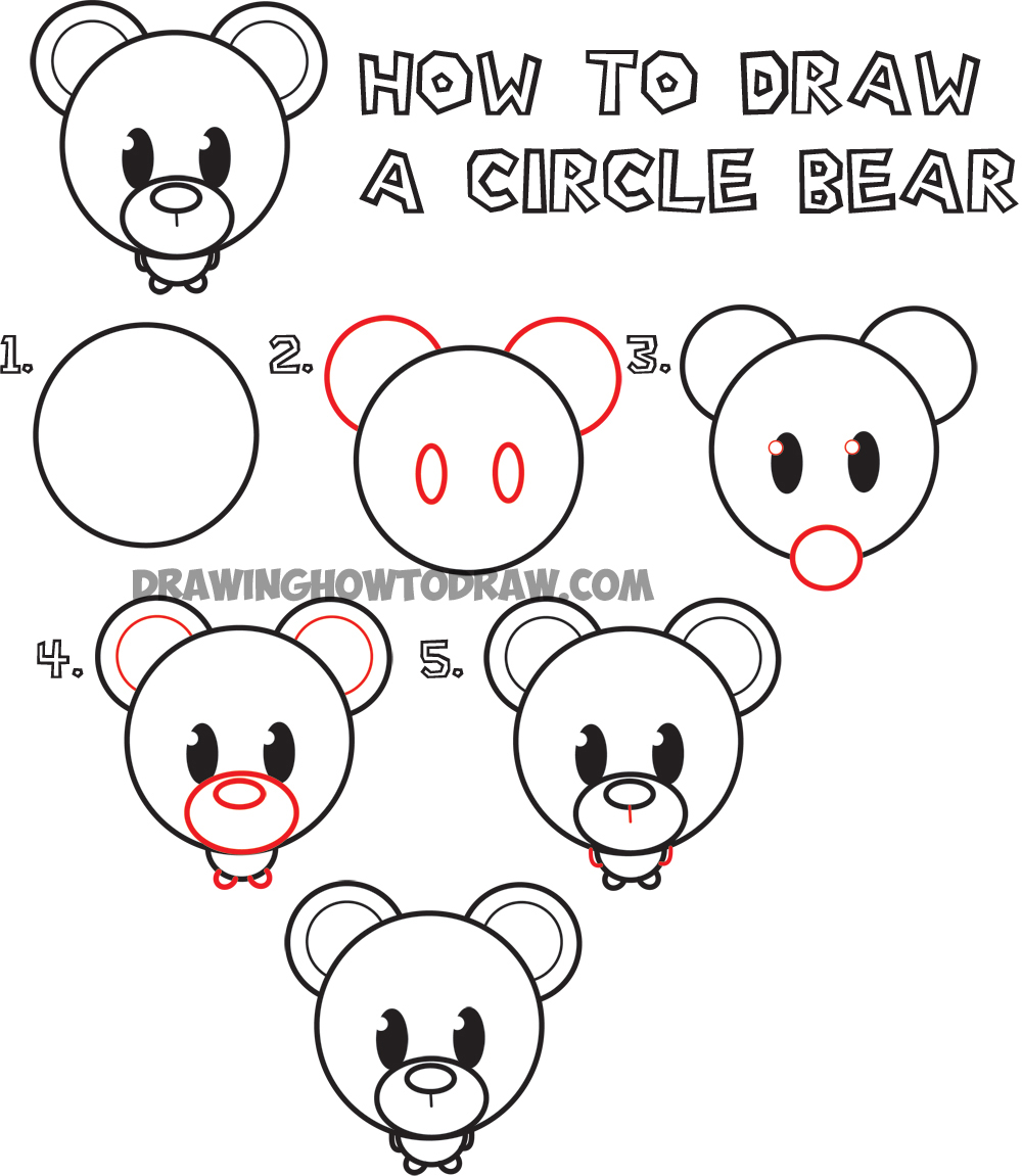 How to Draw a Cute Cartoon Circle Bear