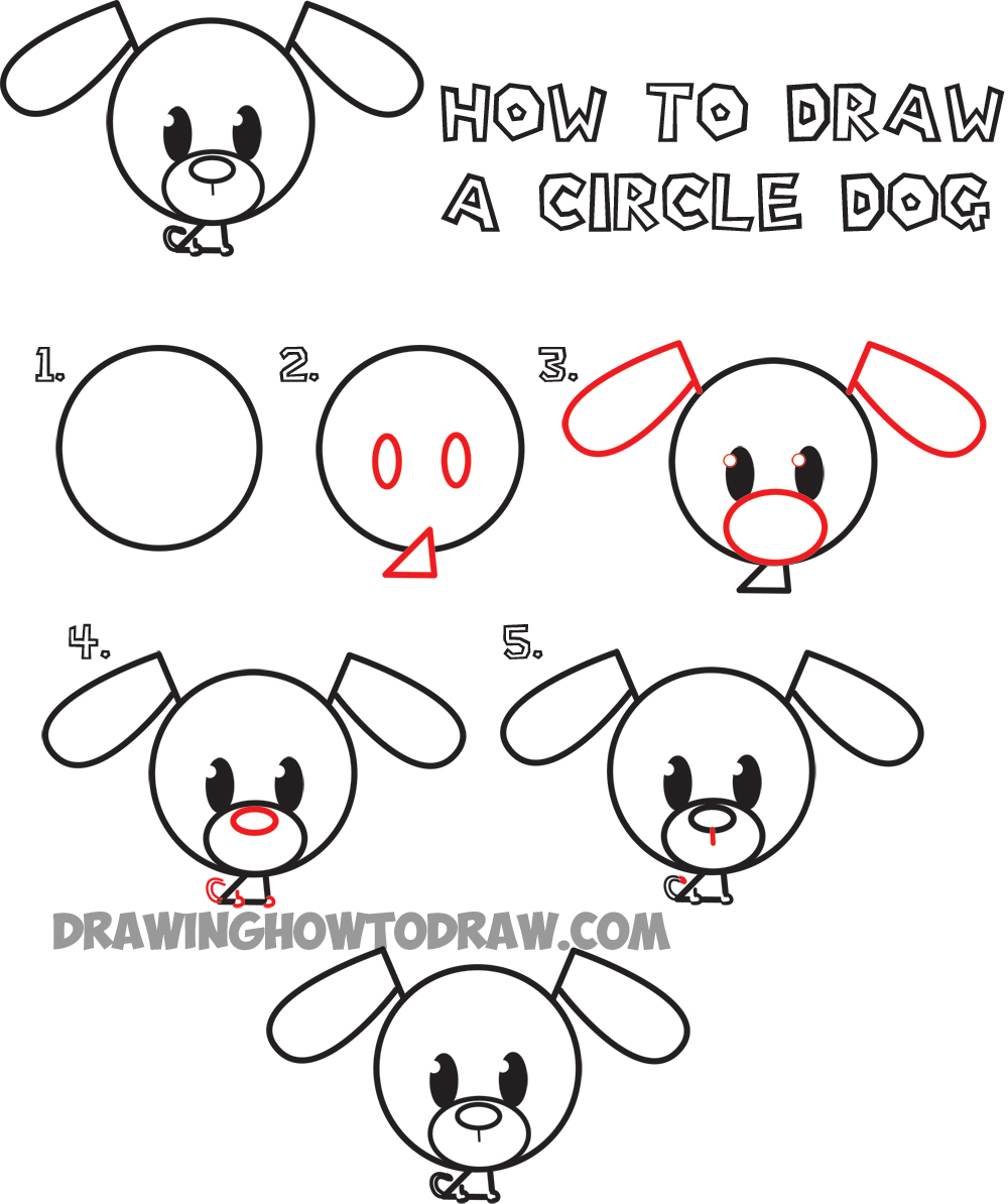 How to Draw a Cute Cartoon Circle Doggy