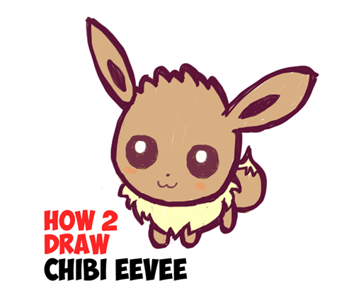learn how to draw cute chibi eevee from pokemon in simple steps