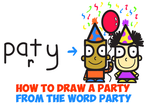learn how to draw cartoon party from the word