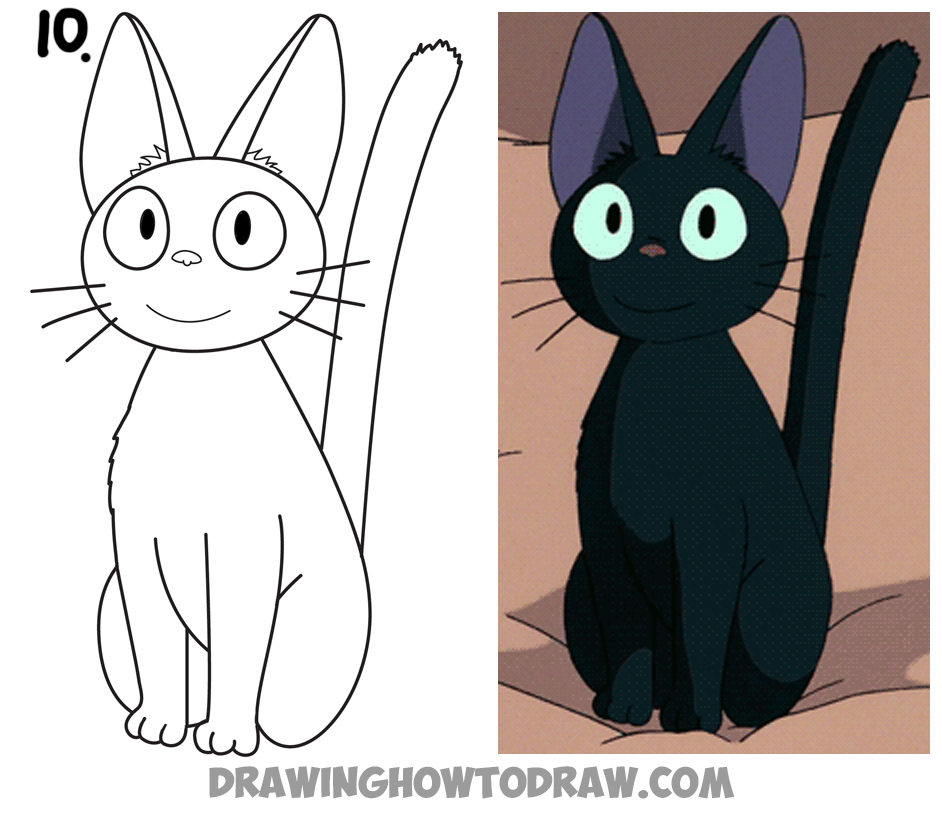 How to Draw Jiji from Kiki's Delivery Service - Easy Step by Step Drawing Tutorial