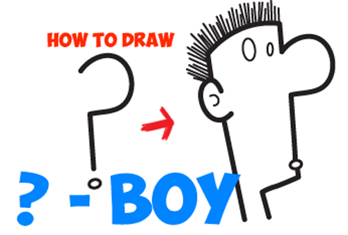 how to draw a cartoon character from a question mark