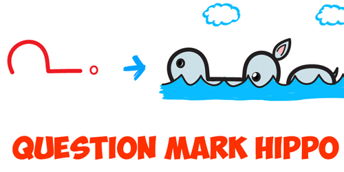 how to draw a question mark hippo drawing lesson for kids