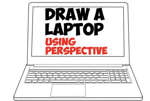 Learn How to Draw Computer Laptops Using One Point Perspective in Simple Step by Step Drawing Lesson
