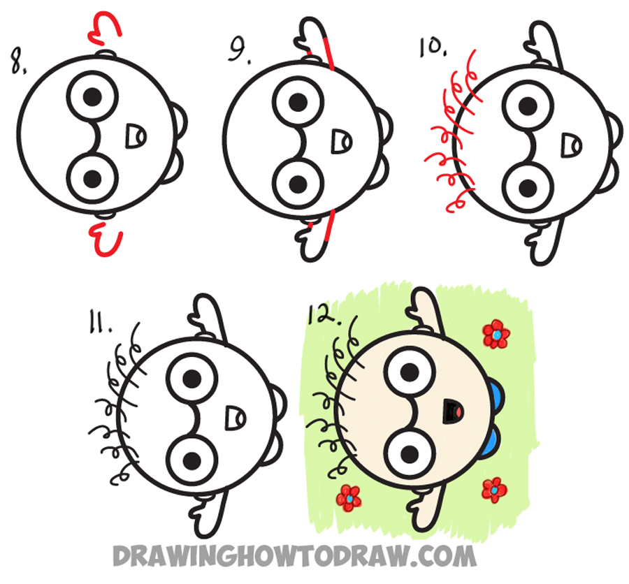 Learn How to Draw a Cartoon Person Waving Up Towards Someone Looking Down : Easy Step by Step Drawing Lesson