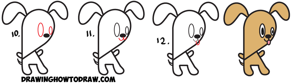 Learn How to Draw a Cartoon Puppy Doggy from Lowercase Letter k : Easy Steps Drawing Tutorial for Kids