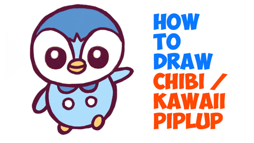 How to Draw Baby Chibi Kawaii Piplup from Pokemon Easy Step by Step Tutorial