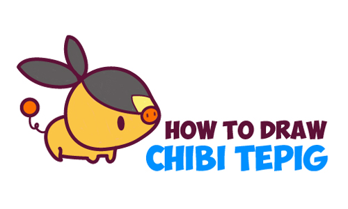 How to Draw Cute Kawaii Chibi TePig from Pokemon - Simple Drawing Tutorial