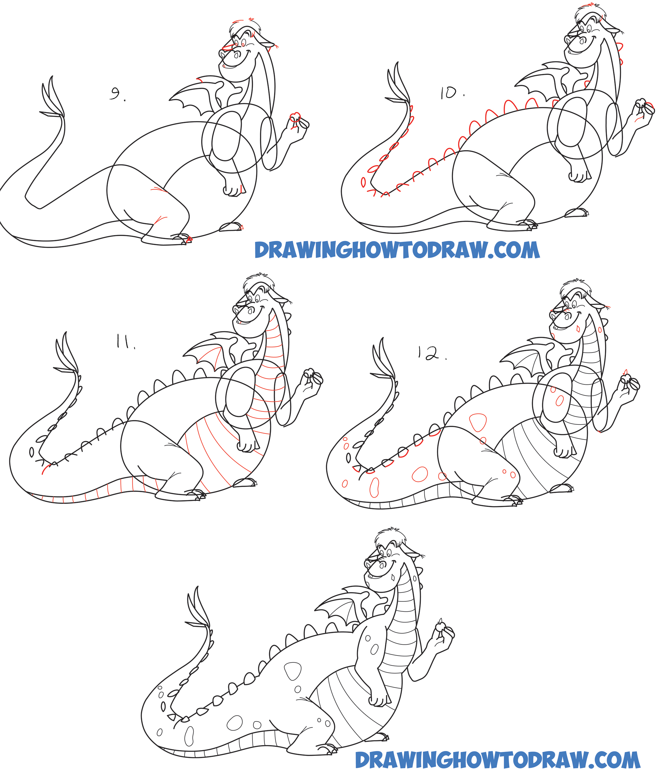 How to Draw Elliot from Disney's Cartoon Version of Pete's Dragon