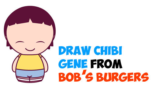 How to Draw Kawaii Chibi Gene from Bob's Burgers Simple Steps Drawing Lesson