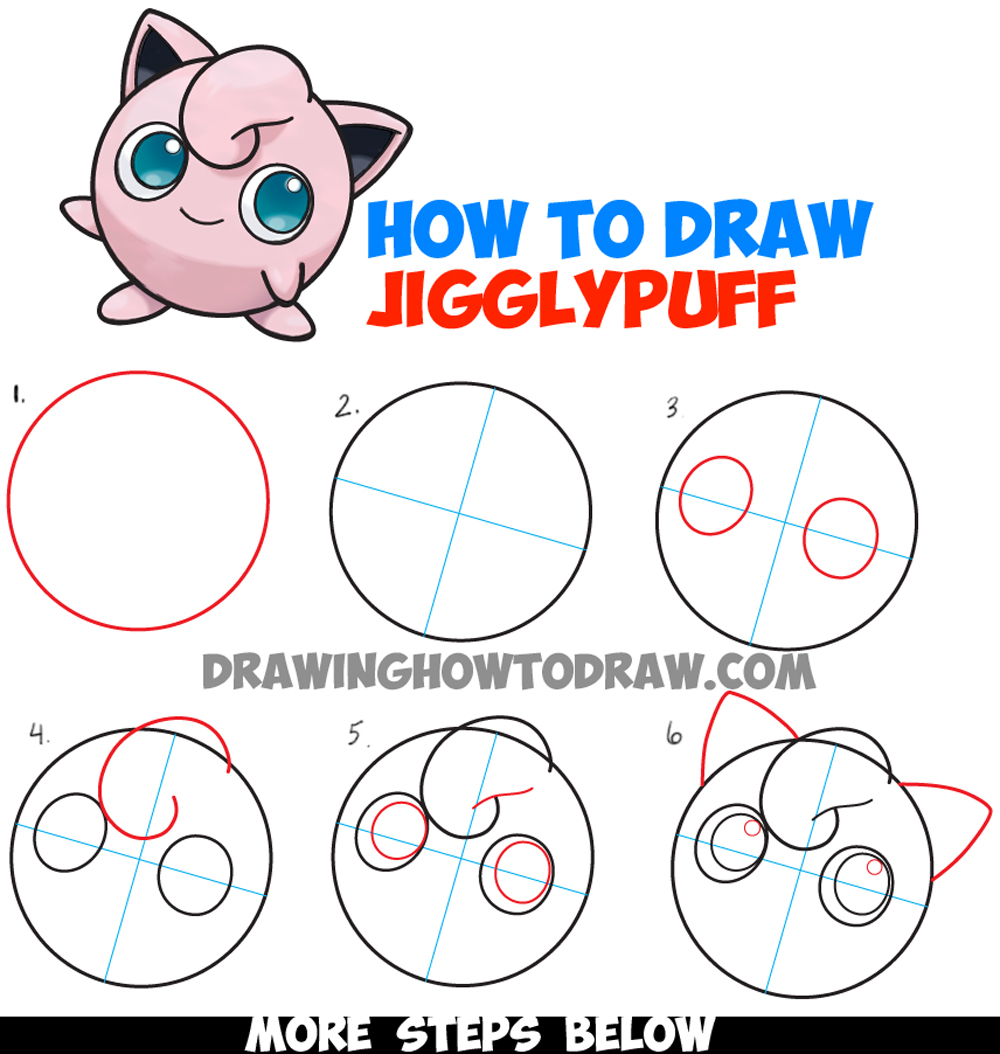 How to Draw Jigglypuff from Pokemon - Easy Step by Step Drawing Tutorial