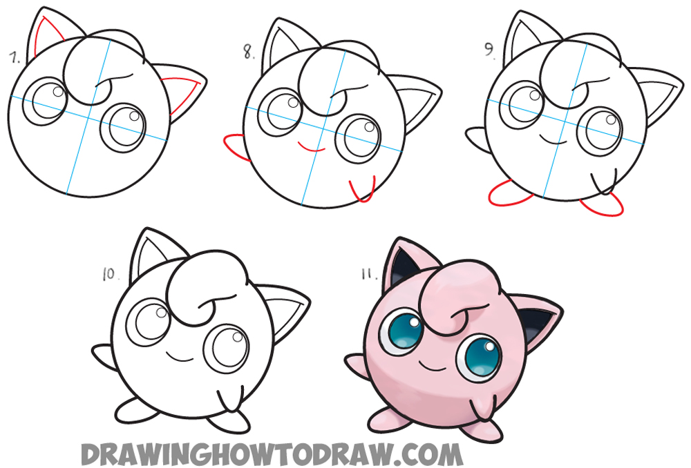 Learn How to Draw Jigglypuff from Pokemon - Simple Steps Drawing Lesson for Kids