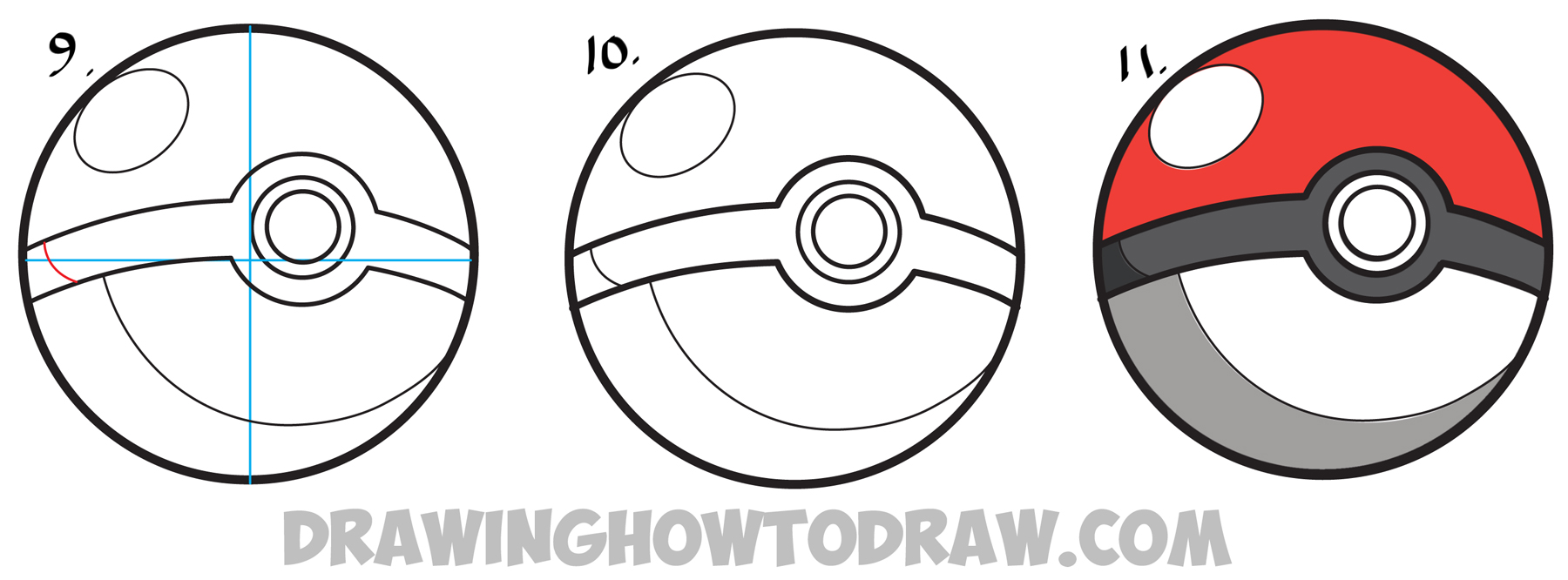 Learn How to Draw a Pokeball from Pokemon - Simple Steps Drawing Lesson