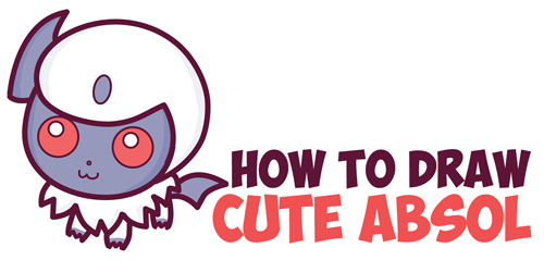How to Draw Absol from Pokemon (Cute / Kawaii / Chibi) Easy Step by Step Drawing Tutorial for Kids