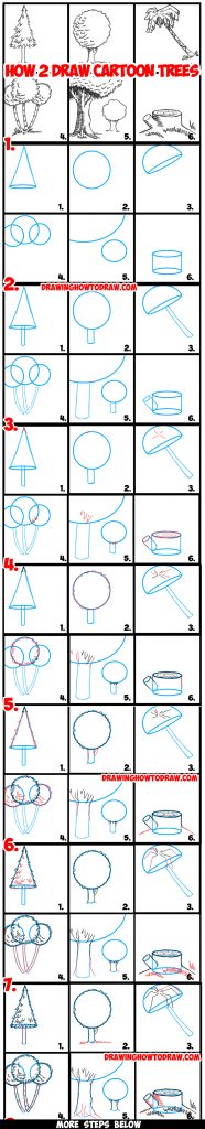 Guide to Drawing Cartoon Trees with Basic Geometric Shapes – Step by ...