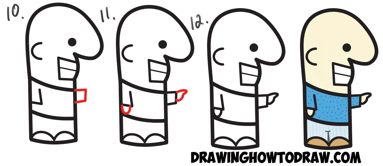 How to Draw a Cute Easy Cartoon Man from a Semicolon " ; " - Simple Step by Step Drawing Tutorial for Kids
