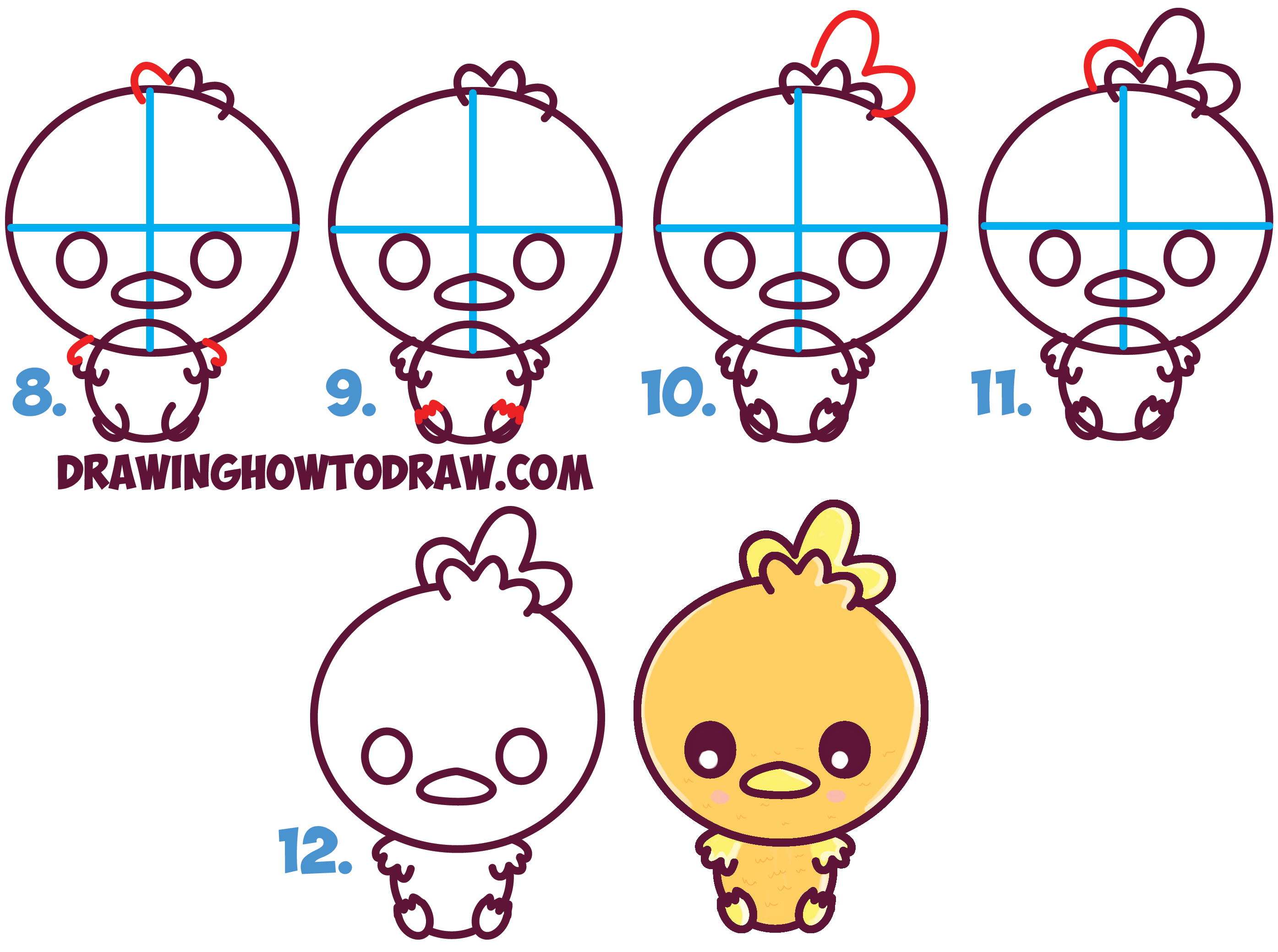 Learn How to Draw Cute Torchic from Pokemon (Chibi / Kawaii) Simple Steps Drawing Lesson for Kids